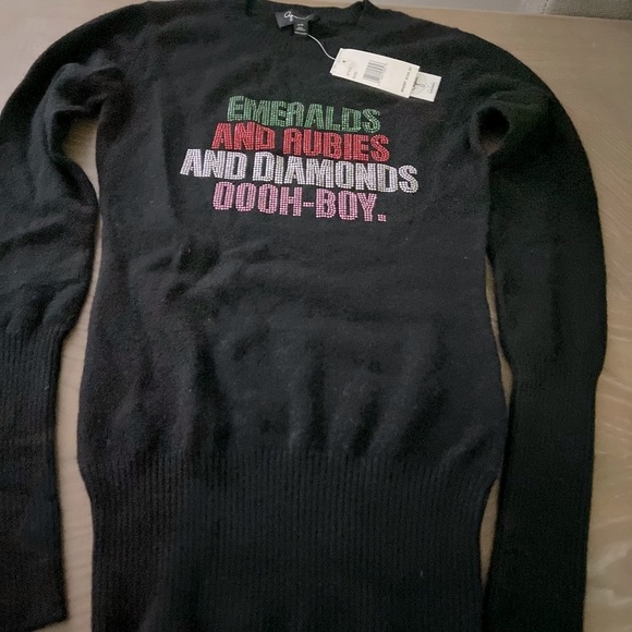 Emeralds, & Rubies & Diamonds ooh boy 100% Cashmere Sweater by Aqua NWT $188 - Picture 7 of 7